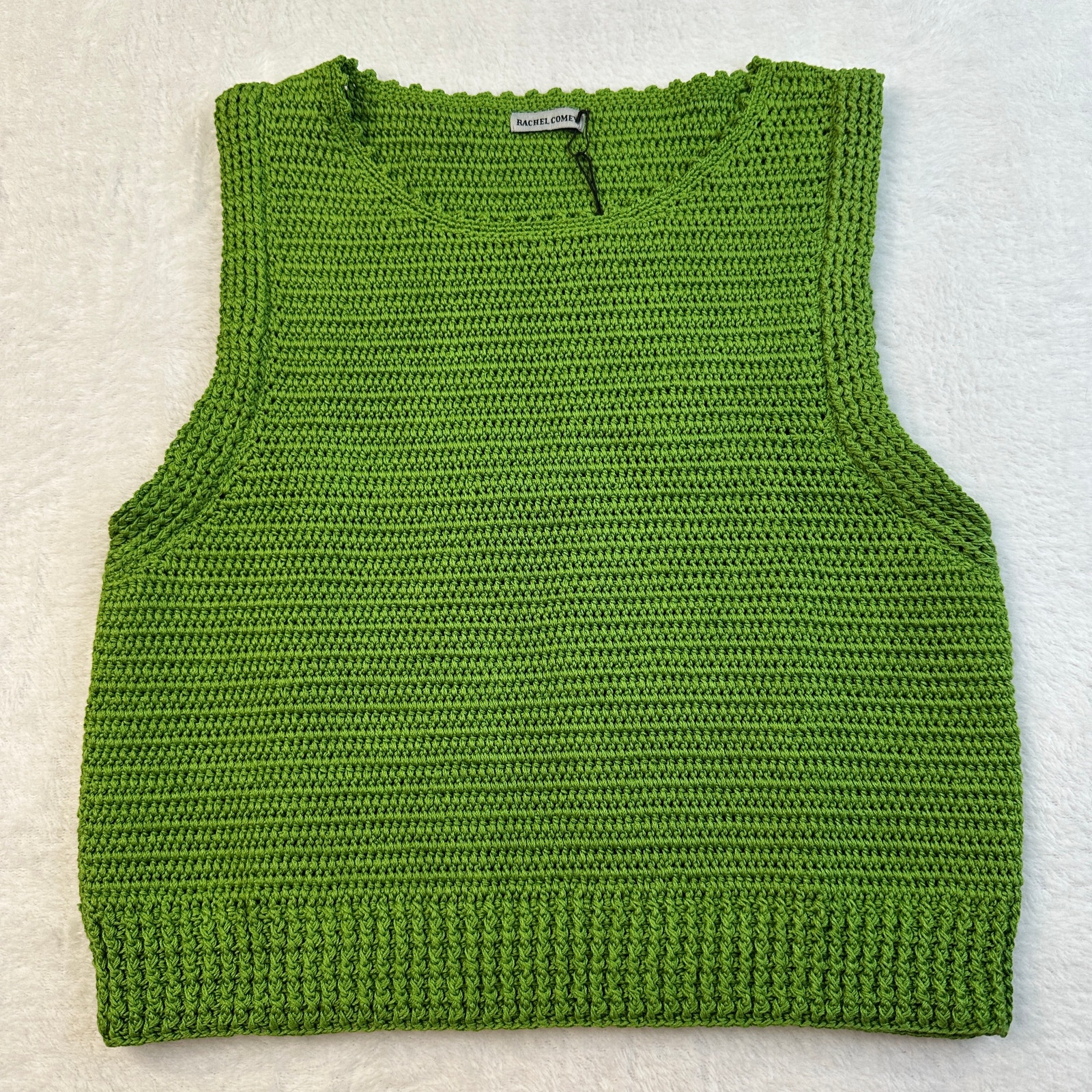 Rachel Comey Lois 100% Cotton Crochet Knit Sleeveless Top Celery Green Xs $388
